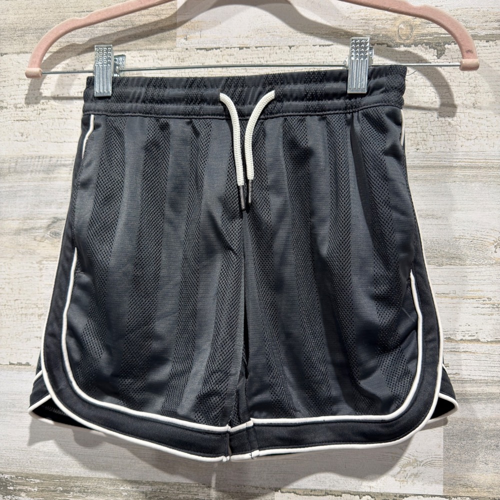 Weekend Academy Mesh Shorts Boys Size 8 Black Piping Athletic Sporty NWOT
